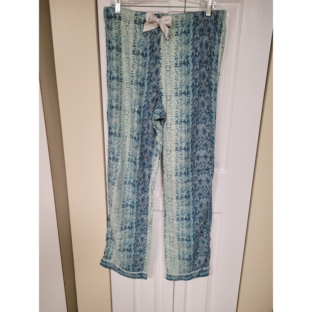 Victorias Secret Blue Snakeskin Pajama Pants‎ Womens Size M Long Animal Print PJ